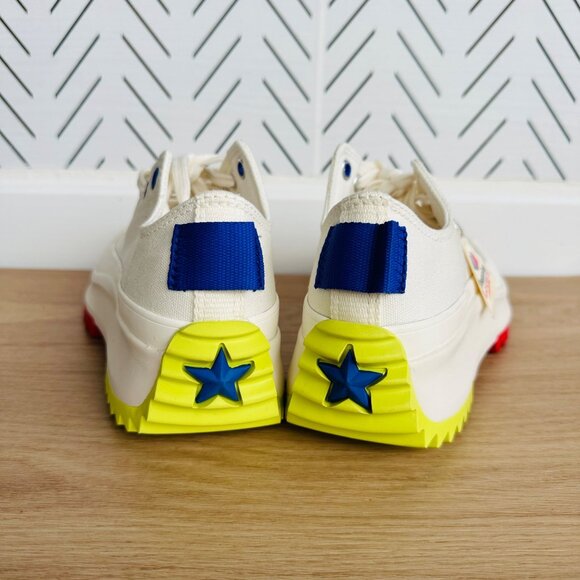 ❤️CONVERSE RUN STAR HIKE PLATFORM LOW 8.5 Women Shoes Sneaker Beige Red A08196C - Picture 7 of 12